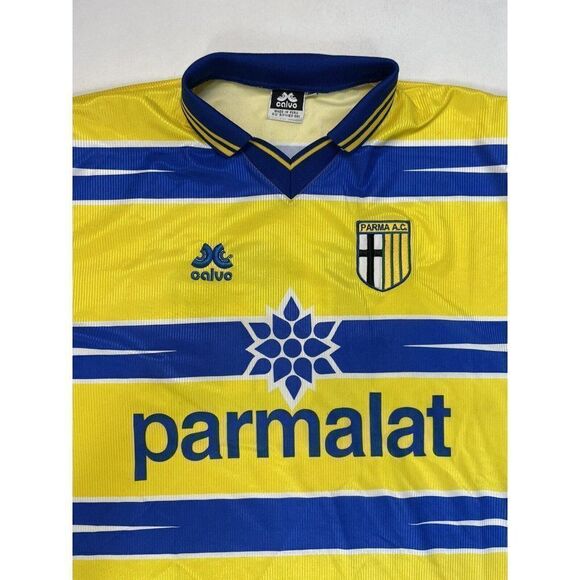 VINTAGE Calvo Parma AC 18 Jersey Men XL Soccer Futbol Yellow Parmalat - Picture 2 of 8